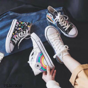 [XẢ KHO ] Giày Thể Thao Cao Cổ In Họa Tiết Cầu Vồng Poly Một Sừng Và Họa Tiết Dây Xích Cà Rốt - hàng hơi lỗi nhẹ